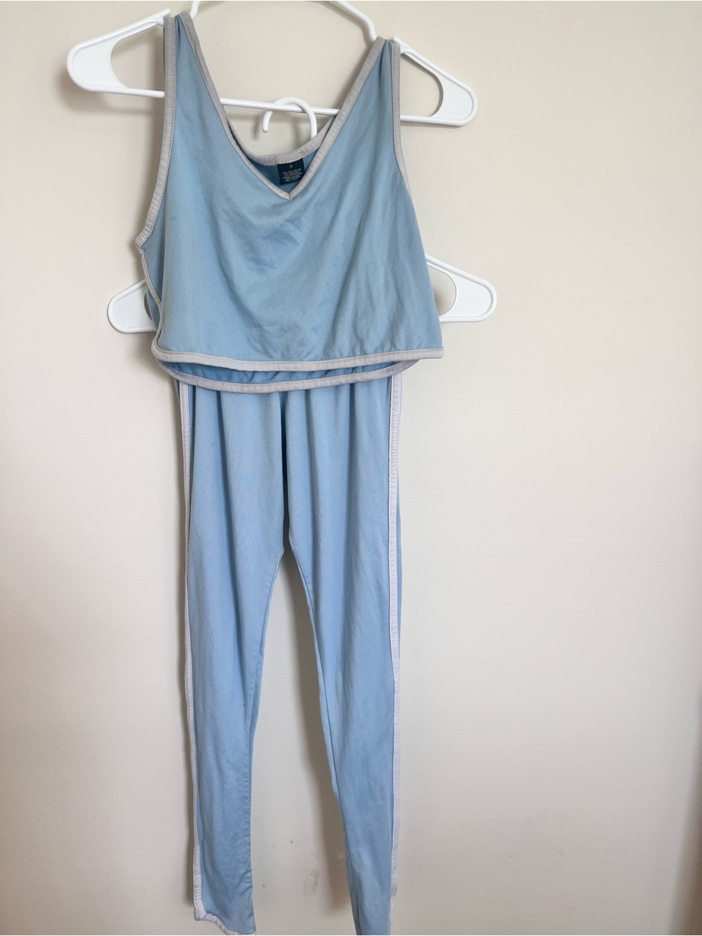 Light Blue Two-Piece Set Active Set with White Trim